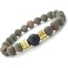 ThurColas Bracciale uomo in pietre naturali, agata nera e ottone dorato