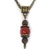 ThurColas Collana vintage da donna color bronzo antico con pendente in pietra naturale e catena rétro