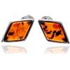 SilverAmber Jewellery UK GL037 - Orecchini da donna in vera ambra baltica color cognac e argento Sterling 925, idea regalo per lei, Argento sterling, Ambra
