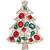 Clearine Spilla Albero di Natale per Donne Xmas Multi-Forma Strass Cristalli Pin Costume Regalo Multicolore Oro-Fondo