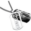 MeMeDIY Medagliette Militari per Cani Collana con Due Ciondoli, Foto/Targhetta/Catena di Collane con Ciondolo Scavato, Medagliette per Cani Personalizzate per Uomo/Padre/Fidanzato/Amanti dello Sport