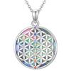 HARMONY BOLA Collana con fiore della vita, in argento Sterling 925, ciondolo chakra, 7 chakra, fiore della vita, gioielli per uomo e donna