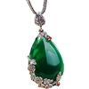 CUSIOALQQ Collana con ciondolo in argento Sterling 925 con pietra granata, stile vintage, con pietra preziosa naturale verde e rossa, elegante ciondolo a goccia, gioiello regalo per donne