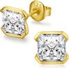 Jiamiaoi Orecchini 18k Oro Bianco Placcata Orecchini 925 Argento Sterlina Zirconi Simulato Diamante Brillanti per Donna Uomo Taglia Piccola/Media/Grande