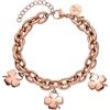 Purelei Bracciale Luck Clover - accattivante design a doppia fila con catena grossolana e elementi a quadrifoglio, in acciaio inox, placcato oro 14 carati, placcato oro rosa 18 carati o argento