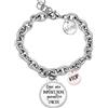 Beloved Braccialetto da donna Emozionale catena Groumette in acciaio con cristalli - frasi, pensieri, parole con ciondolo pendente - misura regolabile - colore silver - CON INCISIONE