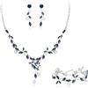 Clearine Set di gioielli da sposa da donna, bellissime perle finte marquise, zirconia cubica, collana a forma di foglia, orecchini pendenti per ballo di fine anno