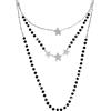 Beloved ❤️ Collana donna tre file in acciaio con cristalli briolè neri - Charms a tema e cristalli - Lunghezza regolabile con moschettone - Cuori