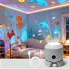 CHENRI Proiettore LED dinamico rotante, luce di proiezione rotante colorata, proiettore ricaricabile con fiocchi di neve oceano, luminosità regolabile, luce d'atmosfera a LED per camera da letto
