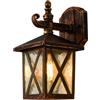 SUZNIU Applique da Esterno Vintage Lanterna E27 IP44 Alluminio Lampada, Rame Rosso | Paralume in Vetro, Corpo in Alluminio, Impermeabile IP44, Attacco E27, Senza Lampadina, Lampada per Giardino Terrazzo Balcone