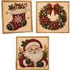 YZDYSHJ Pittura Diamante Natale 5D Kit 3 Pezzi, Decorazioni Natalizie (A25cm) | Kit Pittura Diamante 5D con perline brillanti, cornice interna 25x25x2cm, effetto 3D,decorazione natalizia fai da te e regalo