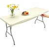 Morbuy Tovaglia Rettangolare con Bordo Elastico, Copritavolo Rettangolare con Elastico Tovaglie Esterno Antimacchia per Giardino, Picnic e Feste (153x76cm,Beige)