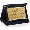 Printerland Targa Anniversario Matrimonio Personalizzata con Astuccio in Velluto Blu, Rosso o Nero - Targhe Personalizzate Regalo Nozze Sposi Sposa (NERO, 25° Anniversario)