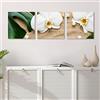 Quadri L&C ITALIA Tris Orchidea Bianca - Quadri per Bagno Moderno Zen con Fiori Bianchi Sabbia e Foglie - Quadetti da Parete 25 x 25 Stampa su Tela Canvas