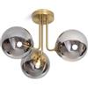 LEDKIA LIGHTING LEDKIA Lampadario Metallo e Vetro Moonlight Brass 3 punti luce Grigio Smoke | Design Elegante per Interni | Metallo e Vetro Resistente | Adatto a Soggiorni e Camere, Grigio Smoke