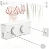 Qnbonrich Stendibiancheria estensibile, 5,1 m, retrattile, bianco | Corda in acciaio inox per montaggio a parete, manopola di serraggio, design anti-segno, salvaspazio, per balcone, lavanderia