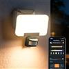 OREiN Proiettore Led Esterno Sensore di Movimento, 28W/3000lm App Controllo, Temperatura di Colore Regolabile 2700-6500K, Timer & Controllo Gruppo, Applique Esterna IP65 per Garage, Nero