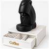 Cecaro Group - Porta Cialde in Bambù con Cassetto (3 Scomparti) - Organizer Elegante per Cialde, Capsule e Tisane (Bianco & Oro)