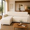 SUSANNA HOME DESIGN - Salvadivano a penisola reversibile 4 posti Panna, copridivano impermeabile con braccioli, protegge da macchie graffi e pelo, facile lavaggio (290 cm)