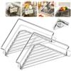 Generic Mensola angolare per lavello in acciaio inox con griglia triangolare aperta, stendibiancheria angolare per lavello, organizer per lavello con supporti laterali rialzati, per uso quotidiano
