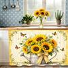 Odot Tende per Mobili da Cucina (Stile pastorale,W 60 H 70cm) | Tenda per Mobile Sottolavello Autoadesiva Motivo Girasole 3D Tenda Corta Sotto Lavello per Antipolvere Ombreggiatura Privacy