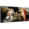 Generico Tiziano - Amor Sacro e Amor Profano - quadro stampa su tela con telaio in legno - 80x40 cm