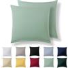Alreya Set di 2 Federe in 100% jersey di cotone con chiusura lampo - 65 x 65 cm - Verde Estivo - Federa Cuscino, Copricuscino Divano, Federa super morbida 65x65