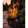 Homtrator Luci Da Giardino Con Drago Ad Energia Solare, Lampada Per Statuette Da Esterno Con Braci Dorate, Decorazioni Per Statue Da Giardino Di Fantasia Gotica Medievale, Ornamento In Resina