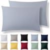 Alreya Federe in jersey, 50 x 70 cm, set da 2 pezzi, azzurro | Federa per cuscino in 100% cotone, con chiusura lampo, 50 x 70 cm, lavabile, certificata Oeko-Tex