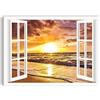 Quadri L&C ITALIA Quadro Tramonto Finestra 1 - Stampa su Tela con Mare 100 x 70 per Soggiorno Camera da Letto Cucina AUfficio Canvas da Parete con Paesaggio Marino