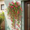 Generic Fiori artificiali finti da appendere per la decorazione esterna primaverile, 1 pezzo, margherita in finta seta con foglie di eucalipto, resistente ai raggi UV, aspetto realistico per esterni, casa