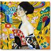 Quadri L&C ITALIA Klimt Donna con Ventaglio - Quadro Moderno per Soggiorno Camera da Letto Ufficio 50 x 50 Stampa su Tela da Parete