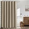 MIULEE Tenda doccia in Lino Ondulato Antimuffa 1 Pannelli 200x200 cm Khaki | Tende da Doccia Impermeabili per Hotel di Lusso, Tenda da Bagno in Tessuto Lavabile Antimuffa con 14 Ganci in Metallo