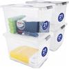 PROFUN Scatola portaoggetti con coperchio, 21 l, grande scatola di plastica con coperchio, scatole impilabili, scatole e scatole, contenitore con coperchio, set da 4 pezzi
