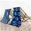 CASA COPENHAGEN Set di 2 teli bagno 180x90cm, Blu/Turchese,righe pesce | Miami Asciugamano da bagno in 100% cotone egiziano (150 x 75 cm) per spiaggia, doccia e piscina (set regalo per donna e uomo)
