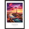 Vulfire Poster Città Parigi con Cornice Decorazione moderna soggiorno Stampa Alta Qualità Regalo Amanti viaggi Stampa artistica con raffigurazione della città. (Parigi - A3 Cornice Nera)