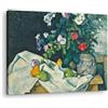 Artenor Quadro Cezanne Paul Natura morta con fiori e frutta, 100 x 75 cm - Made in Italy, Quadri Moderni Soggiorno, Camera da Letto, Cucina, Poster da Parete, Decorazioni Casa