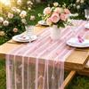 MEIVINES Runner da tavola rosa 75 x 300 cm garza per tavolo da pranzo | Runner da tavola in pizzo a forma di farfalla, con perle e farfalle 3D, per matrimoni e feste di compleanno
