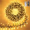 HeiPard Catena Luminosa Esterna 9 m 600 LED, Luci Cluster Bianco Caldo | con 8 Modalità e Timer, IP44 Impermeabile, Decorazione Natalizia per Interni Esterni, Albero, Giardino, Feste, Matrimoni