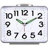 Tinload Sveglia analogica per anziani con luce notturna, quadrante grande 4 pollici, orologio da tavolo con funzione snooze, forte suono a 3 livelli, funzionamento a batteria (argento C)