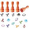 AHANDMAKER 5 mini timbri in gomma in legno, a tema spaziale, con manico rotondo, telescopio astronomico, astronauta, razzo, UFO e pianeta, timbri in legno per artigianato, scrapbooking, creazione di