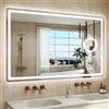 STARLEAD 70x120cm Specchio Bagno con Luce e Lente d'ingrandimento 5x | Antiappannamento, Dimmerazione, 3 Colori di Luce, Vetro Temperato, Illuminazione Frontale e Retroilluminazione, IP44, CRI>90