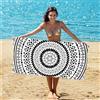 Generic Telo da Spiaggia per Adulti con Design Mandala Nero e Bianco, Leggero, ad Asciugatura Rapida, Coperta per Piscina, Viaggio, Vacanza, Uso Estivo all'aperto