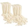 Wotrilw Set di 2 Runner da Tavolo Boho, Runner da Tavolo Tela di Formaggio, Decorazioni Rustiche Riutilizzabili per Matrimonio, Baby Shower, Festa e Tavola da Pranzo, 90 x 300 cm