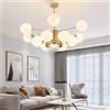 ENXING Lampadario grande lampada a sospensione E27 appeso moderna pendente vetro bianca fagioli magici paralume sala da pranzo camera da letto casa soggiorno caffè illuminazione soffitto,D'oro,12 heads