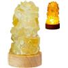Generic Lampada da tavolo a LED in cristallo naturale, alimentata tramite USB, base in legno, quarzo citrino ametista, luce notturna per casa, ufficio, camera da letto, luce calda, 6 x 10 cm (giallo)
