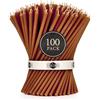 Danilovo - Candele in Cera d'Api, 100 Pezzi, Colore Marone, Candele Decorative per Preghiera, per Rituali, Decorazione o Candele di Compleanno, 16 cm x 0,5 cm