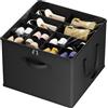 Lifewit Organizer Scarpe Armadio, Scatola Porta Scarpe Pieghevole per 12-16 Paia con Coperchio Trasparente, Contenitore con Divisori e Manici Rinforzati, 43 x 43 x 31 cm, Nero