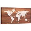 Quadri L&C ITALIA Quadro Mappamondo Vintage 90 x 45 Planisfero da Parete Stampa su Tela con Mappa del Mondo per Soggiorno Ufficio Salotto Cucina Camera Ragazzi