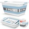 BADIONA Set di 2 Bacinella pieghevole bucato -2x 36 litri & Uso universale | Cesta portabiancheria pieghevole Catino Cesto portabiancheria da stirare Laundry basket Ceste panni grande Cesti